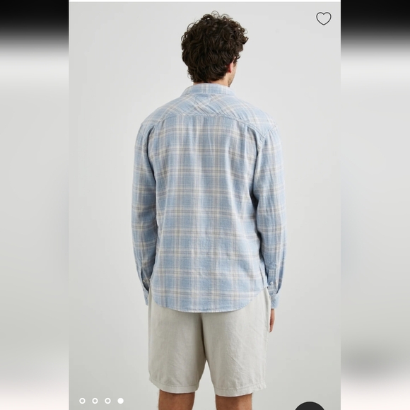 Rails Wyatt faded blue grey plaid button down soft cotton shirt L - Picture 14 of 14